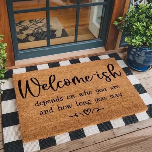 Funny The Entrance Way Outside Personalized Rug with Heavy-Duty Non Slip Outdoor Coconut Coir Doormat Pets Lover Gift 23.6 x 15.7 inch (Welcome Ish Depends On Who You are) - Image 3