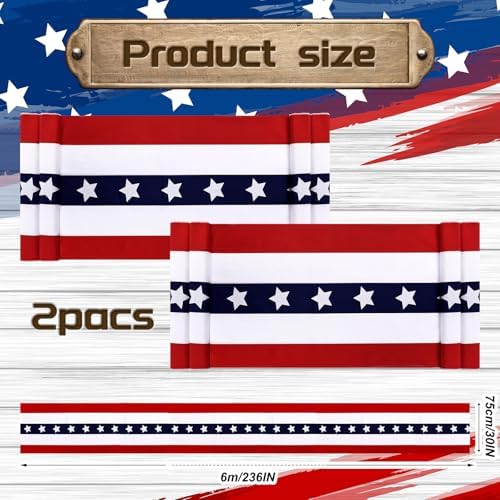 Remagr 2 Pack Patriotic Bunting 2.5x20 ft Flag Banner, 4th of July - Image 2