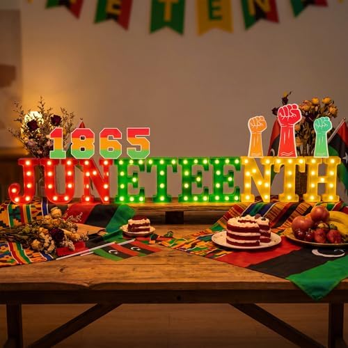 Ganeen 17 Pcs Lighted Juneteenth Table Decoration Plastic LED - Image 3