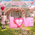 7FT Pink Love Inflatable Valentine’s Day Yard Decoration with Heart and LED Lights Giant Romantic Blow Up Outdoor Wedding Anniversary Engagement Party Decor for Garden Lawn Party Indoor Outdoor - Image 2