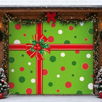 HunnmingRe 7 x 8 ft Christmas Garage Door Cover, Red and Green Polka Dots by HunnmingRe