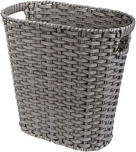 GRANNY SAYS Wicker Bathroom Trash Can, Wicker Waste Basket, Dark Gray by GRANNYSAYS