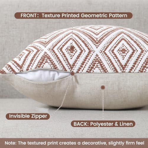 HPUK Throw Pillow Covers 20x20, Set of 4, Golden Brown Couch Pillow Covers - Image 2
