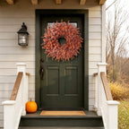 26" Artificial Fall Eucalyptus Wreath for Front Door Decoration (Orange) - Image 3