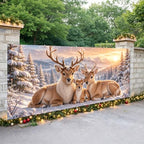 7x16FT Merry Chrismas Garage Door Banner Gingerbread Deer Snowman Santa Claus Winter Garage Door Cover Decoration for Chrismas Outdoor Decoration - Image 5