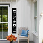 Welcome To Our Home Sign For Front Porch Standing Large Rustic Farmhouse Outdoor Tall Wood Framed Vertical Paw Print Welcome Signs Modern Outside Front Door Wall Decor - Image 5