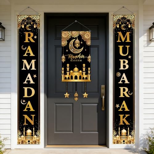 3 IN 1 LED Eid Mubarak Ramadan Banner Decorations, Light Up Mosque Lattern Islamic Mubarak Ramadan Party Favor Supplies Decorations for Outdoor Indoor (Multicolor) - Image 2