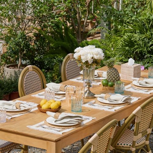 YANGQIHOME Boho Placemats Set of 8, Farmhouse Rustic Woven Placemats for Dining Table Decor, Handmade Braided Place Mats in Natural Cotton Jute and Water Straw for Kitchen Table - Image 3