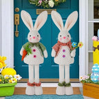 Glintoper 2 Pack Easter Standing Bunny with Stretchable Legs, 18" to 25" Plush Rabbits Couple Figurine, Cute Party Favor Photo Props Gifts for Office Kitchen Farmhouse Front Door Spring Home Decor by Glintoper
