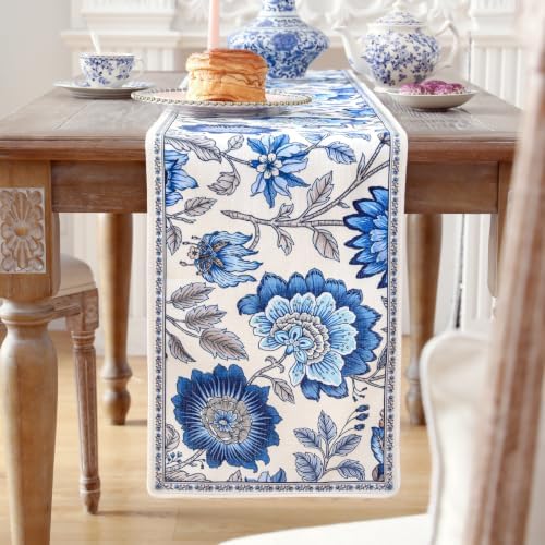 ISAENNE Designer French Linen Long Table Runner,102"x12"-Blanch - Image 2