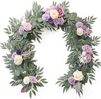 Floroom 6ft Artificial Eucalyptus Garland with Flowers Fake Greenery Faux Floral Vine Garland for Table Decor Wedding Centerpieces Bridal Shower Party Decorations, Lilac & Lavender by Floroom