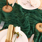 6 Pack Emerald Green Cheesecloth Table Runner 120 Inch Boho Wedding Decor - Image 7