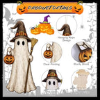 Threehoney Halloween Front Porch Decor 33" Wooden Ghost Porch Sign - Image 4