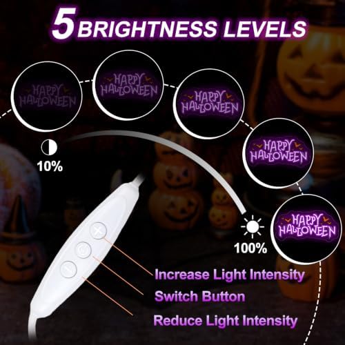 Happy Halloween Neon Sign, Purple LED Wall Light 16.7x8.3 Inch - Image 3
