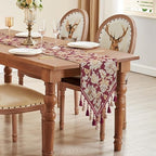 Loom and Mill Vintage Jacquard Damask Table Runner 13x108 inch, Burgundy - Image 7
