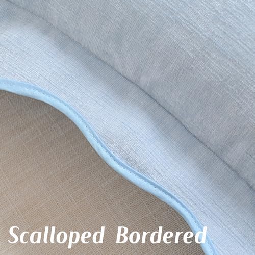 FUTEI Pack of 2 Chenille Throw Pillow Covers 20x20 Inch, Light Blue - Image 3