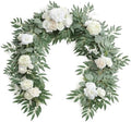 Floroom 6ft Artificial Eucalyptus Garland with Flowers Fake Greenery Faux Floral Vine Garland for Table Decor Wedding Centerpieces Bridal Shower Party Decorations, Ivory White by Floroom