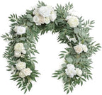 Floroom 6ft Artificial Eucalyptus Garland with Flowers Fake Greenery Faux Floral Vine Garland for Table Decor Wedding Centerpieces Bridal Shower Party Decorations, Ivory White by Floroom