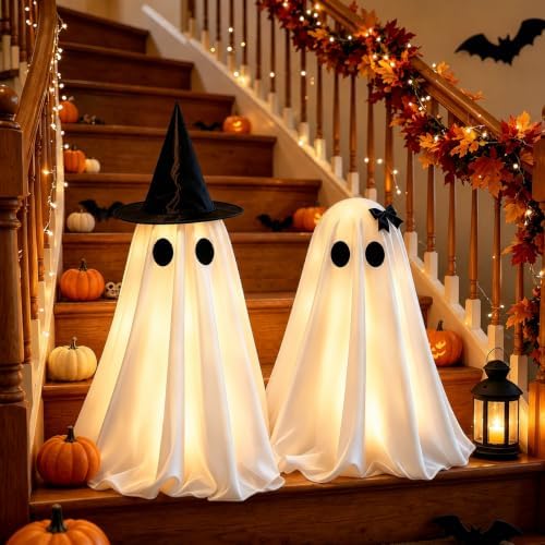 Halloween Decorations Indoor, 2 Packs Spooky Light Up Ghosts - Image 3