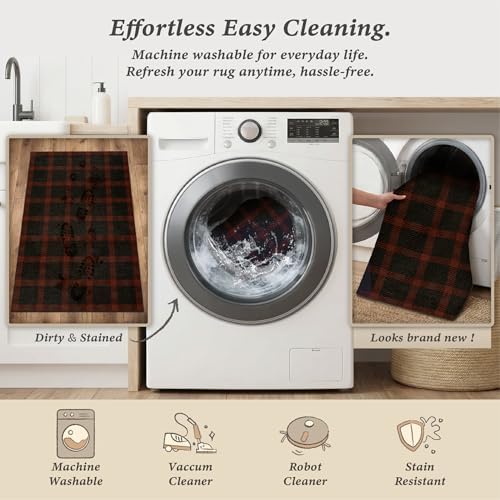 JTJ Easy Jute 3x5 Outdoor Rug, Black & Red Buffalo Plaid, Washable - Image 6