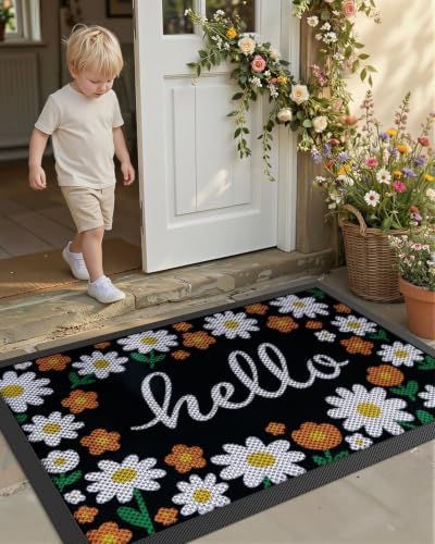 Color&Geometry Outside Welcome Front Door Mat, 24"x36" Daisy Cream - Image 5