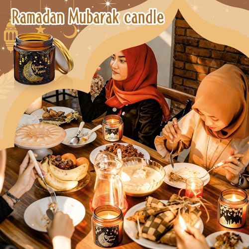 Lyrow 12 Pcs Ramadan Gifts for Women Men Ramadan Mubarak Candles 3.5 oz Scented Soy Wax Candle Islamic Muslim Candles Islamic Party Favors Gifts for Home Muslim Islam Festival Decor (Black Gold) - Image 4