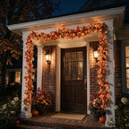 3Pack 10Ft Lighted Fall Garland with Battery Operated C6 Orange Lights, Extra Long Maple Leaf Garland with Pumpkin Wood Signs, Pinecones & Yellow Berries, Thanksgiving Autumn Decor Indoor Outdoor - Image 3