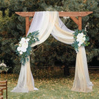 Thiccywoov 4 Pcs Wedding Arch Flowers and Drape Kit Include 2 Artificial Floral Swag and 2 White Chiffon Drapes, Faux Flower Set for DIY Wedding Party Reception Ceremony Backdrop Rose Decoration - Image 5