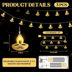 Riakrum 3 Pcs 6.56 ft Diwali String Lights Decorative Flame Shaped Lamps 10 LED Lights Window Wall Curtain Diwali Decorations for Home Bedroom Indian Wedding Party Christmas Indoor Outdoor - Image 2