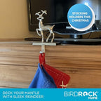 BIRDROCK HOME Christmas Stocking Holders for Mantle - Weighted Metal Hanger for Stockings & Holiday Decor - Sturdy Metal Hook for Fireplace, Staircase & Shelf - Non-Scratch Base - Reindeer - Image 5