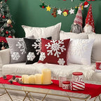 MIULEE Christmas Throw Pillow Covers Burgundy Decorative Snowflake 18x18 - Image 4