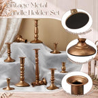 Mumufy 10 Pcs Matte Candlestick Holders, Metal Wedding Taper Candle Holders Vintage Candles Stand Set, Candle Stick Decor for Mantel Table Centerpiece Wedding Dining Table Decor Mantelpiece (Bronze) - Image 3