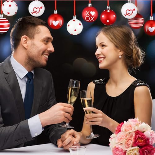 Libima 40 Pcs Valentine's Day Hanging Ball Ornaments Plastic Tree Decorations Valentine Ball Decorative Supplies Painted Love Ornament for Valentine's Day Party Decor,1.97 in(XOXO) - Image 3
