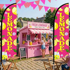 HunnmingRe 2 Set 11ft Pink Lemonade Feather Flag Kit, Large Advertising Swooper Flag Banner with Aluminum & Fiberglass Poles and Ground Stakes, High-visibility Outdoor Sign for Business, Store - Image 6