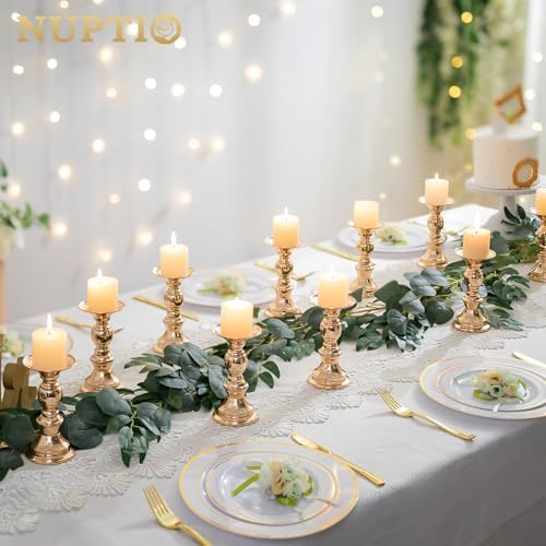 NUPTIO Gold Candle Holder for Pillars: Candle Stands for 2 inches Candles - Image 2