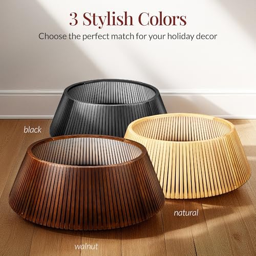 Best Choice Products Christmas Tree Collar, Solid Wood Slatted Tree Skirt Holiday Accessory for Home - Natural - Image 6