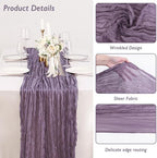 12 Pack Dusty Purple Cheesecloth Table Runner 120 Inch Boho Wedding Decor - Image 3
