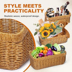 Wicker Style Wall Baskets, Hanging Storage Organizer - Image 4