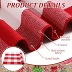 Honoson 2 Pcs Chinoiserie Xmas Tree Faux Coir Doormat Red White Buffalo Rug - Image 3