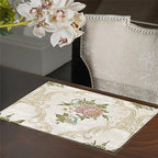 Loom and Mill Jacquard Floral Placemats Set of 4, Pearly Beige, 12x18in - Image 2