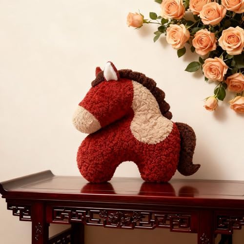 Plush Horse Throw Pillow, Lunar New Year of The Horse Cushion, Soft Fuzzy Stuffed Animal Decor for Sofa, Bedroom, Car, Holiday Festival Decoration & Gift (A) - Image 5