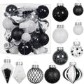 34PCS Black/White Christmas Ball Ornaments Set for Tree Decor by MoonXmas