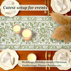 CPC Agate Green Block Print Cotton Table Runner 16x106 Inch Long Runner - Image 3