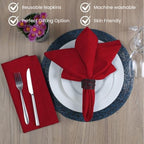 Hemstitch Cloth Dinner Napkins Cotton Set of 12 - Soft Durable Washable - Ideal for Farmhouse Parties Wedding Christmas Easter - Perfect Everyday Use Table Cloth Napkins 18x18 Red - Image 4