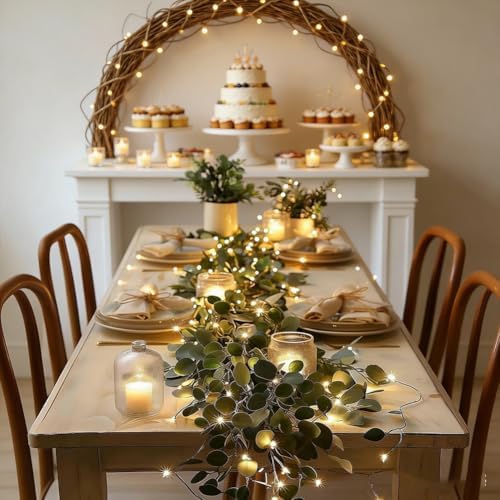 Fairy Light Olive Vine Garland, 6ft 96 Led Vines with Fairy Lights, Twinkling Tree Olive Vine, Faux Vine Lights Artificial Greenery Garlands for Fireplace, Table, St. Patrick's Day, Home DéCo (9FT) - Image 7