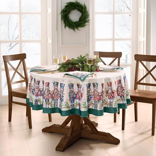 Threadmade Royal Nutcracker Tablecloth, Ivory - 70" W x 70" L Round - Image 2