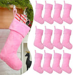 12 Pcs Christmas Stocking 18" Plush,Pink by Hoosige