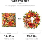 Fall Wreaths for Front Door 24 Inch Autumn Wreath Rustic Fall Decor - Image 5