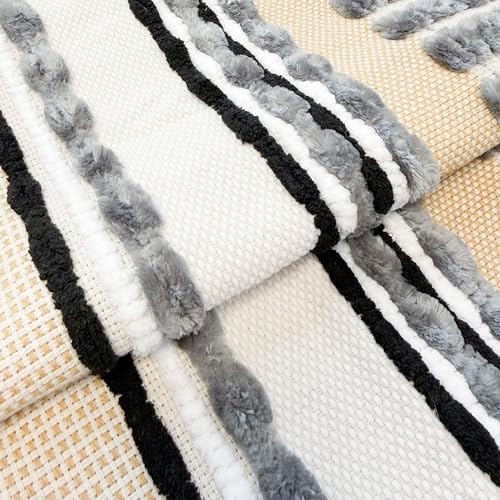 NUYECY Chenille and Cotton Long Pillow for Bed, Striped Textured Boho Lumbar Throw Pillow Cover 14x36, Neutral Accent Decorative Extra Long Body Pillow Case for Couch, Sofa, Bedroom, Grey - Image 2