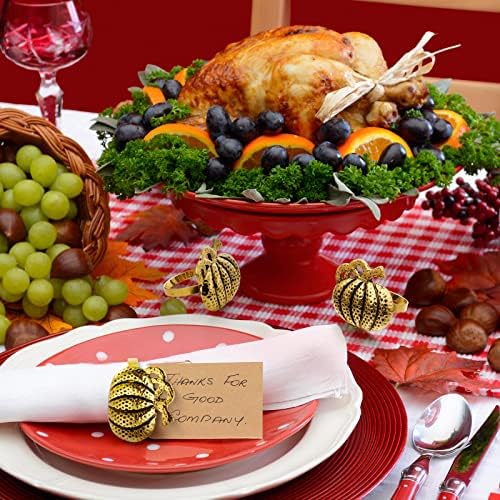 Mimorou 20 Pcs Thanksgiving Pumpkin Napkin Rings Gold Fall Napkin Holders - Image 6